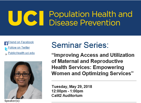 UCI Population Health and Disease Prevention Seminar Series Flyer