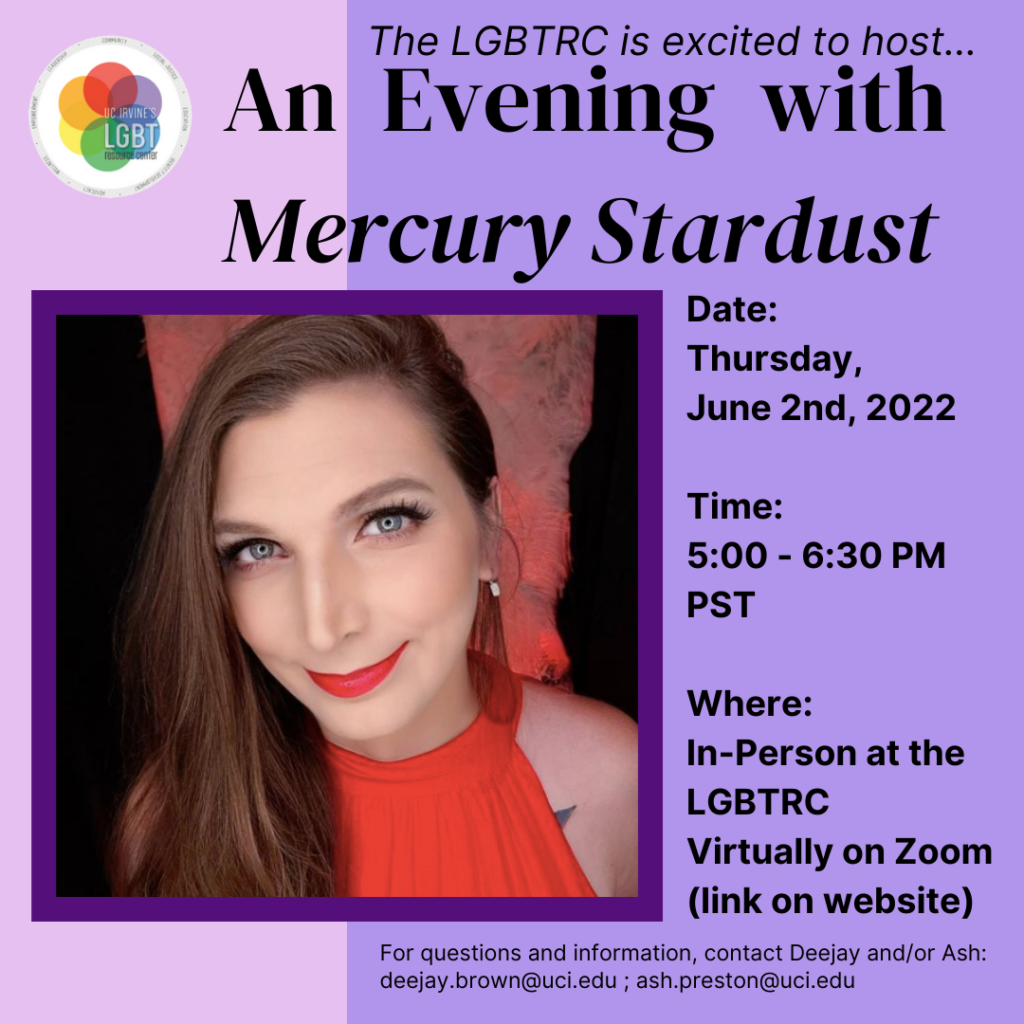 Mercury Stardust smiling at the camera